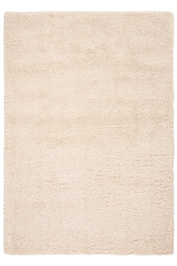 Fontana Jamie Solid Plush Shag Area Rug, Cream, 6'7" x 9'