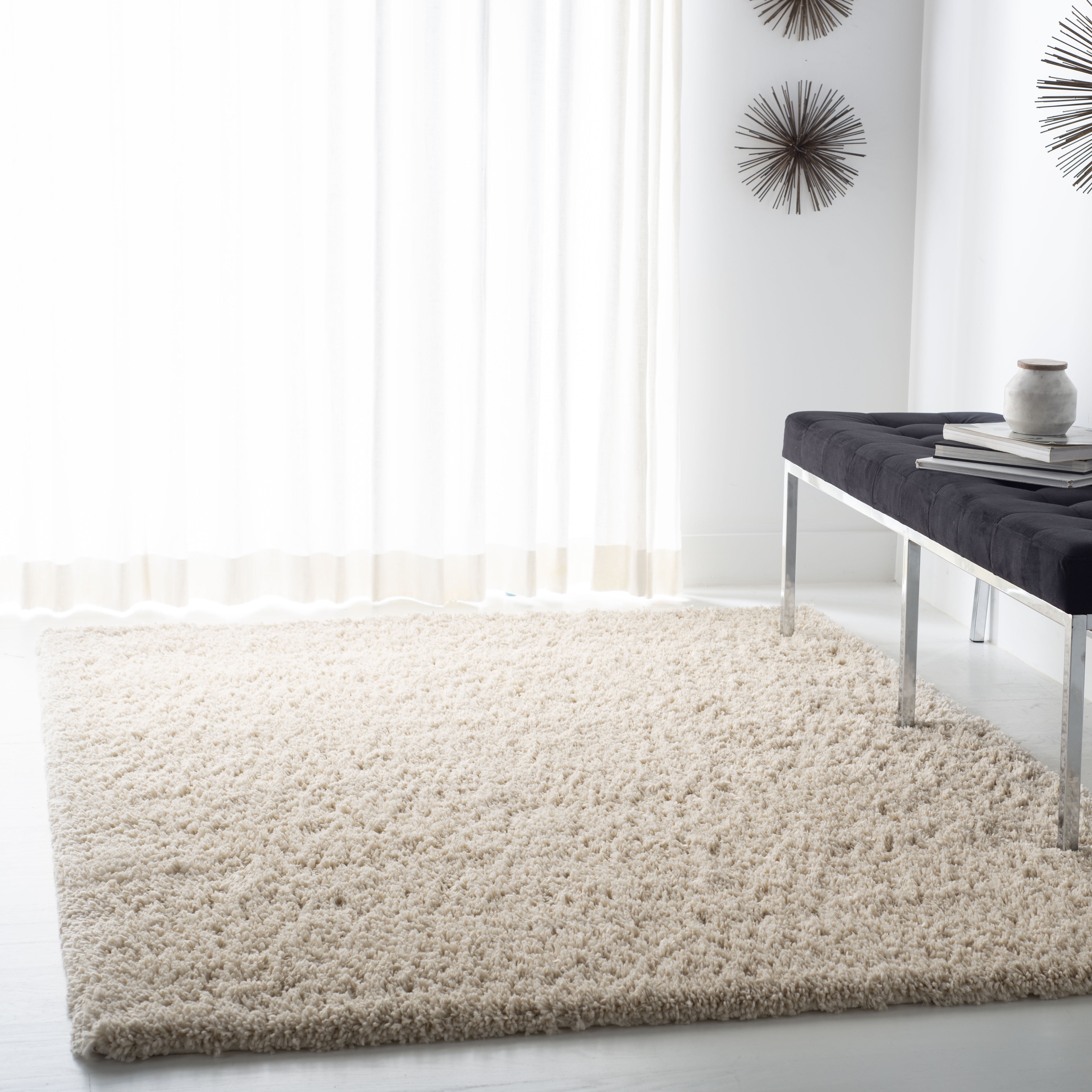Solid Plush Rug SAFAVIEH Fontana Jamie Solid Plush Shag Area Rug, Cream, 8' x 10 ...