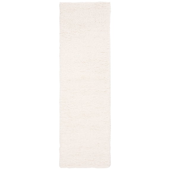 SAFAVIEH Fontana Jamie Solid Plush Shag Runner Rug, Ivory, 2'3" x 18'