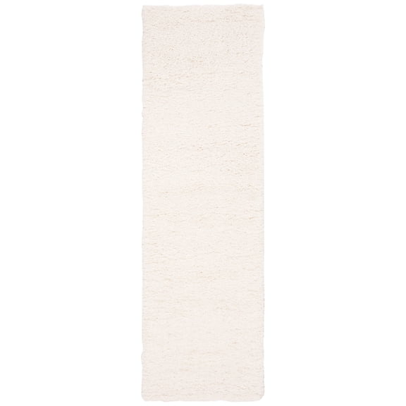 SAFAVIEH Fontana Jamie Solid Plush Shag Runner Rug, Ivory, 2'3" x 18'