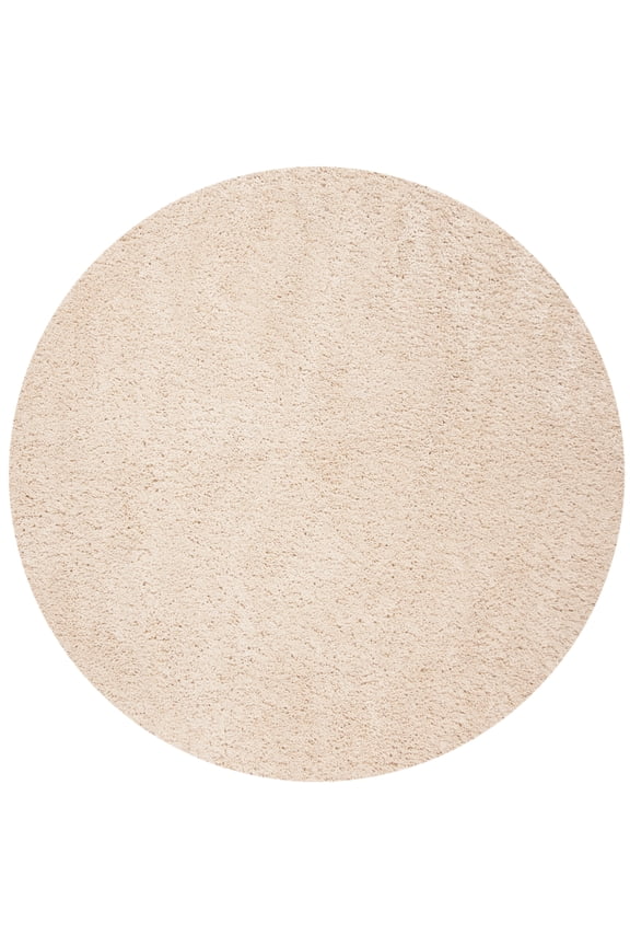 Fontana Jamie Solid Shag Area Rug, Creme, 8' x 8' Round