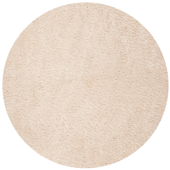 SAFAVIEH Fontana Jamie Solid Shag Area Rug, Creme, 8' x 8' Round