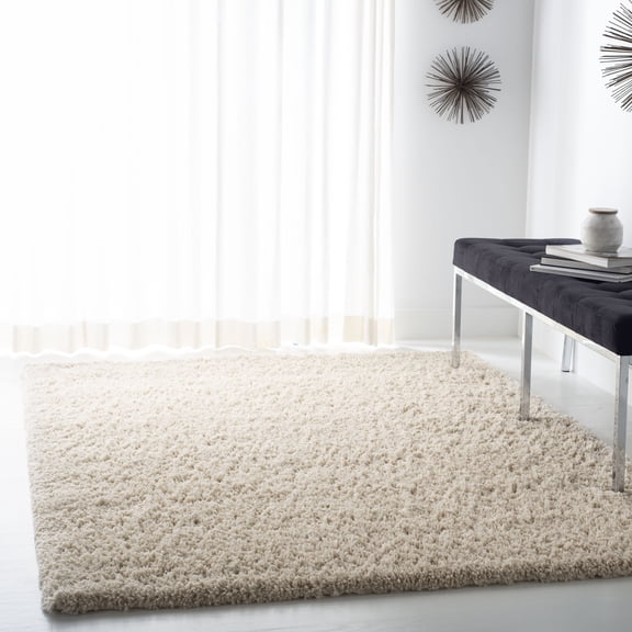 SAFAVIEH Fontana Jamie Solid Shag Area Rug, Creme, 9' x 12'