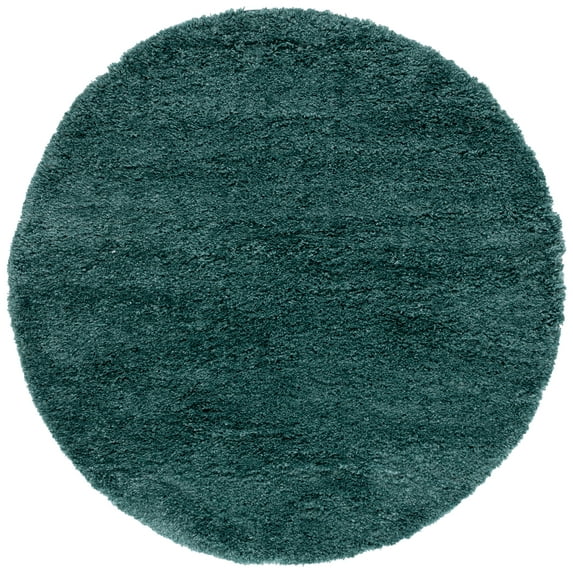 SAFAVIEH Fontana Jamie Solid Shag Area Rug, Dark Green, 6'7" x 6'7" Round