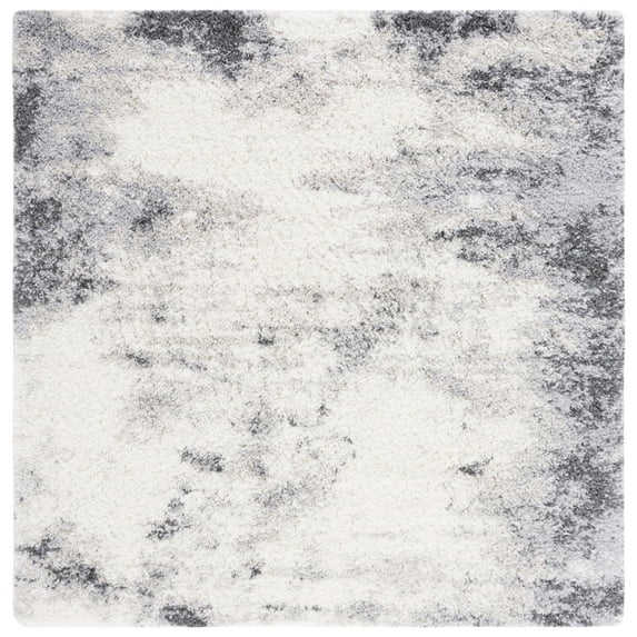SAFAVIEH Fontana Jamie Solid Shag Area Rug, Ivory, 4' x 4' Square
