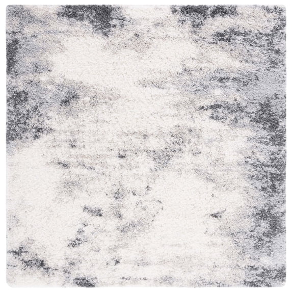 SAFAVIEH Fontana Jamie Solid Shag Area Rug, Ivory, 5'3" x 5'3" Round
