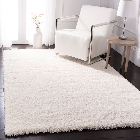SAFAVIEH Fontana Jamie Solid Shag Area Rug, Ivory, 6'7" x 6'7" Square