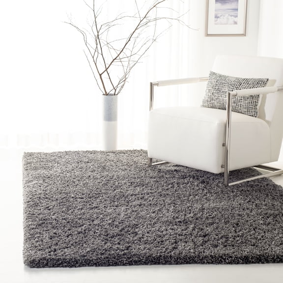 SAFAVIEH Fontana Jamie Solid Shag Area Rug, Silver, 4' x 6'