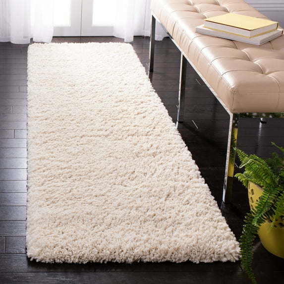 SAFAVIEH Fontana Jamie Solid Shag Runner Rug, Creme, 2'3" x 8'