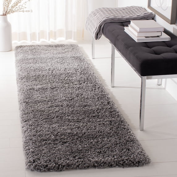 SAFAVIEH Fontana Jamie Solid Shag Runner Rug, Silver, 2'3" x 8'