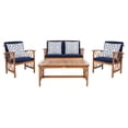 thumbnail image 1 of SAFAVIEH Fontana Outdoor Patio 4 Pc Conversational Set, Natural/Navy, 1 of 12