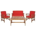 thumbnail image 1 of SAFAVIEH Fontana Outdoor Patio 4 Pc Conversational Set, Natural/Red, 1 of 11
