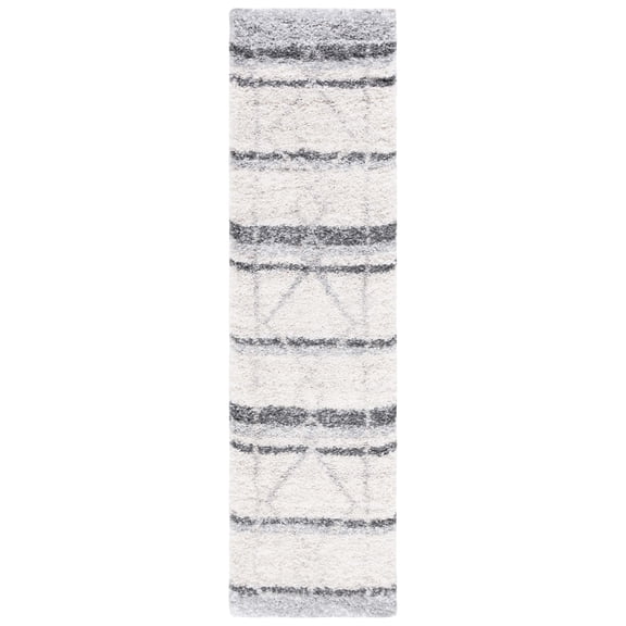 SAFAVIEH Fontana Shag Dalton Diamond Plush Runner Rug, Ivory/Grey, 2'3" x 8'