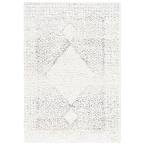 SAFAVIEH Fontana Shag Damhan Diamond Plush Area Rug, Ivory/Grey, 9' x 12'