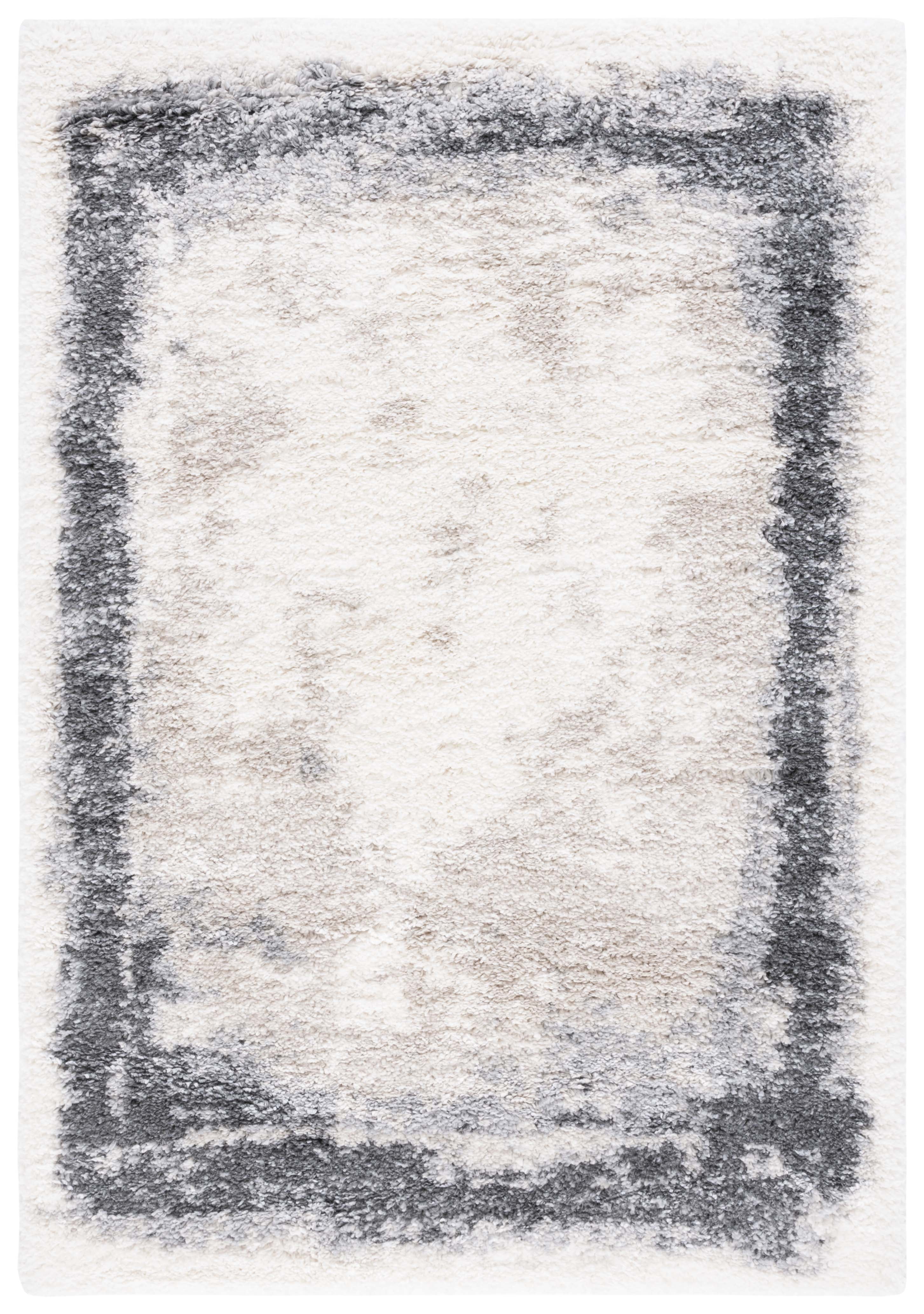 Ivory and Gray Rectangular Shag Area Rug