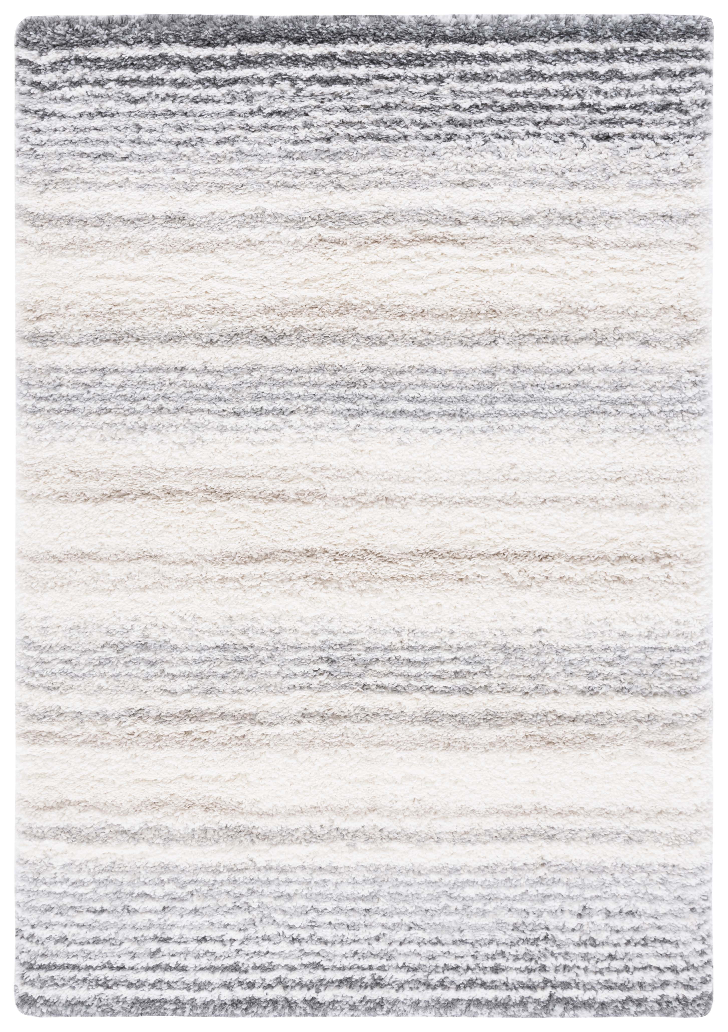 Fontana Ivory and Gray Shag 4' x 6' Synthetic Area Rug