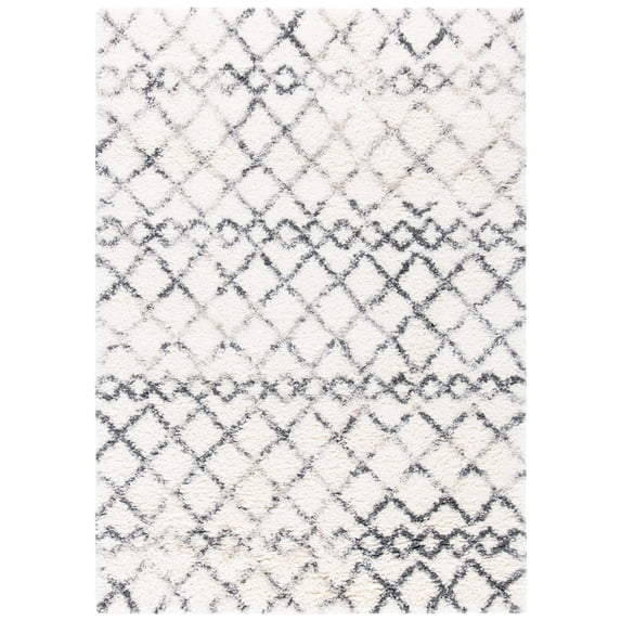 SAFAVIEH Fontana Shag Daniel Diamond Plush Area Rug, Ivory/Grey, 9' x 12'