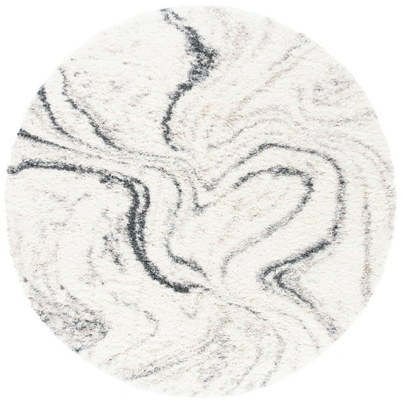 SAFAVIEH Fontana Shag Danita Modern Plush Area Rug, Ivory/Grey, 12' x 12' Round