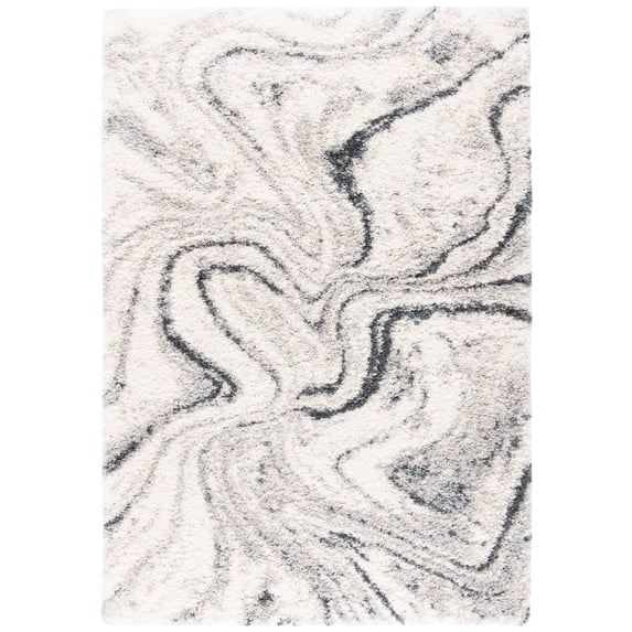 SAFAVIEH Fontana Shag Danita Modern Plush Area Rug, Ivory/Grey, 9' x 12'