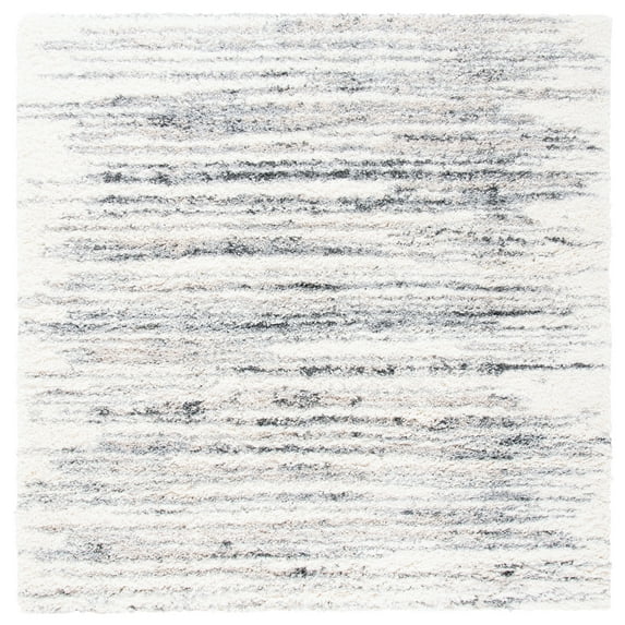 SAFAVIEH Fontana Shag Danny Abstract Plush Area Rug, Ivory/Grey, 3' x 3' Square