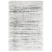 SAFAVIEH Fontana Shag Danny Abstract Plush Area Rug, Ivory/Grey, 5'3" x 7'6"
