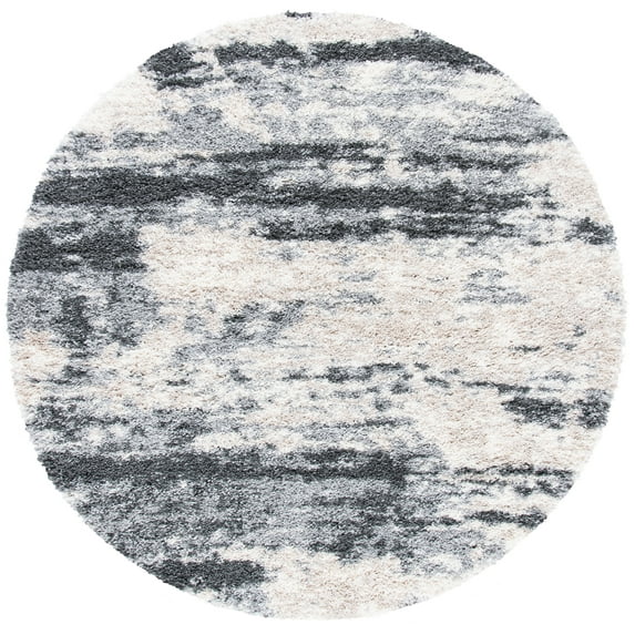 SAFAVIEH Fontana Shag Dara Abstract Plush Area Rug, Grey/Ivory, 10' x 10' Round