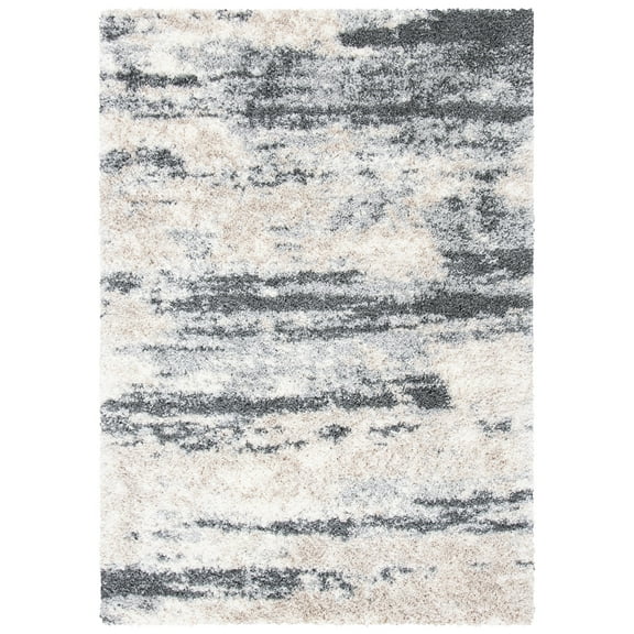 SAFAVIEH Fontana Shag Dara Abstract Plush Area Rug, Grey/Ivory, 5'3" x 7'6"