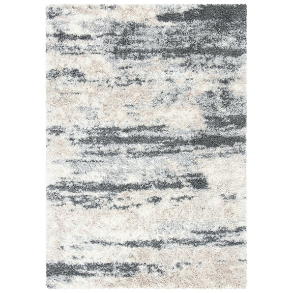 SAFAVIEH Fontana Shag Dara Abstract Plush Area Rug, Grey/Ivory, 8' x 10'