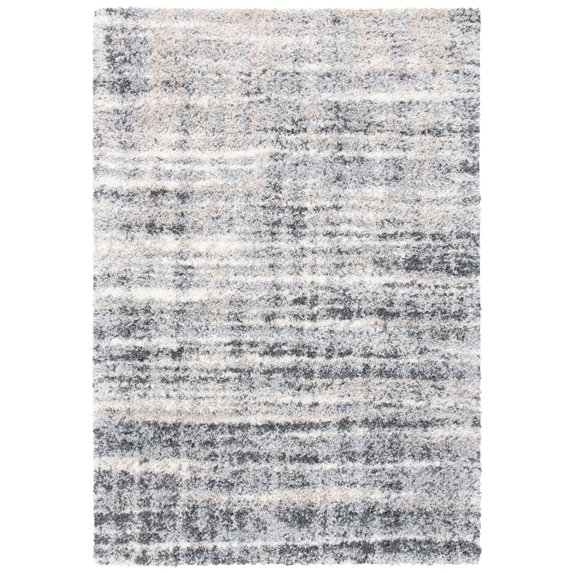 SAFAVIEH Fontana Shag Darden Abstract Plush Area Rug, Grey/Ivory, 11' x 15'