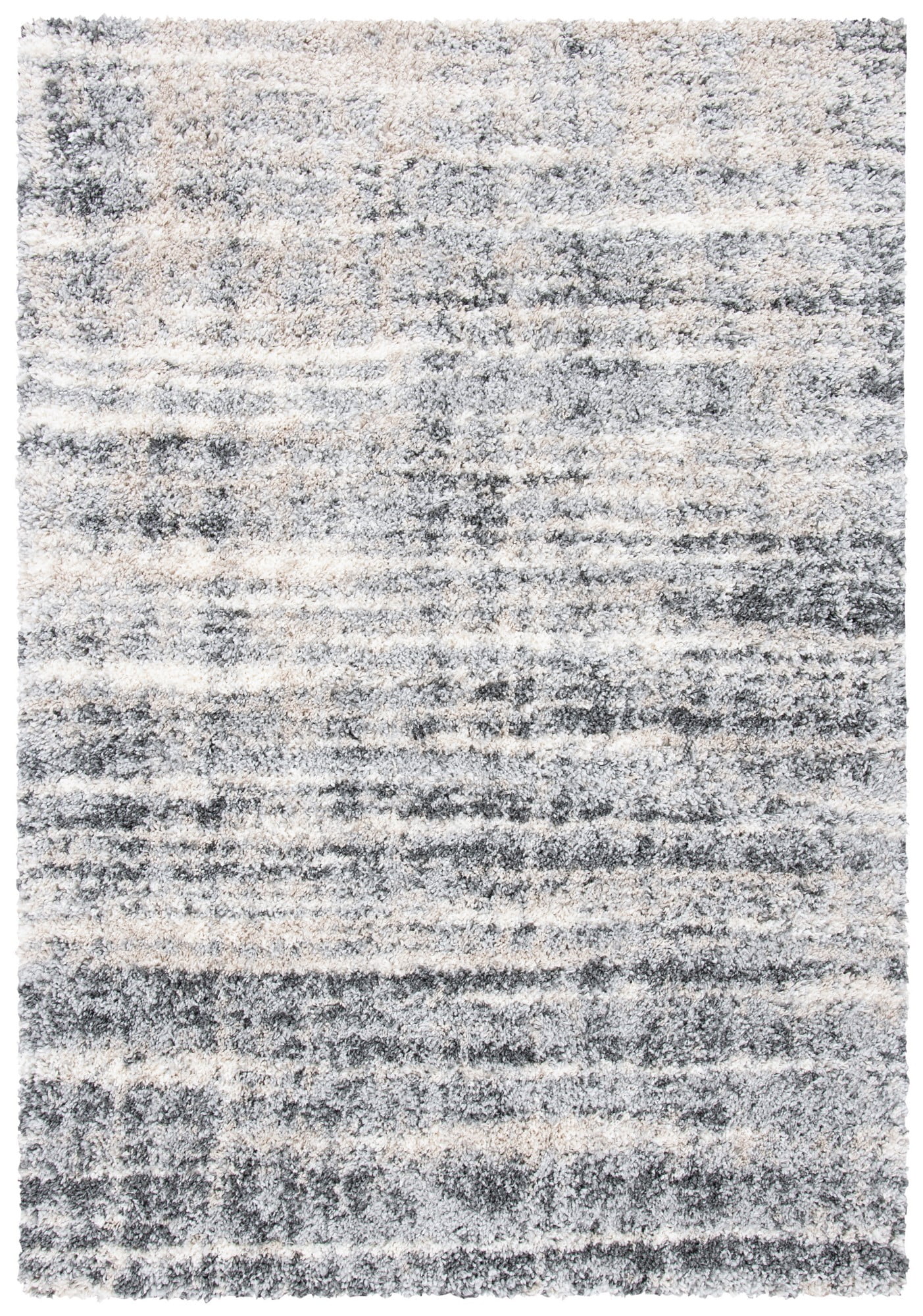 SAFAVIEH Fontana Shag Darden Abstract Plush Area Rug, Grey/Ivory, 8' x
