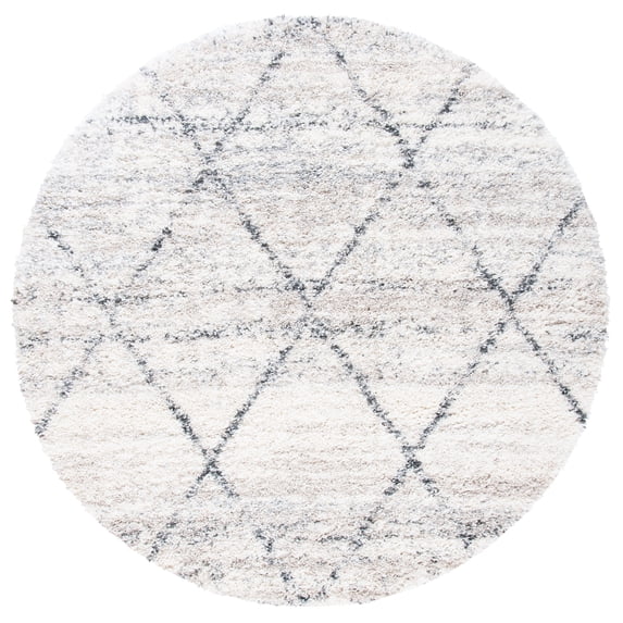 SAFAVIEH Fontana Shag Darina Diamond Plush Area Rug, Grey/Ivory, 12' x 12' Round