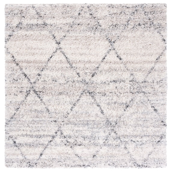 SAFAVIEH Fontana Shag Darina Diamond Plush Area Rug, Grey/Ivory, 12' x 12' Square