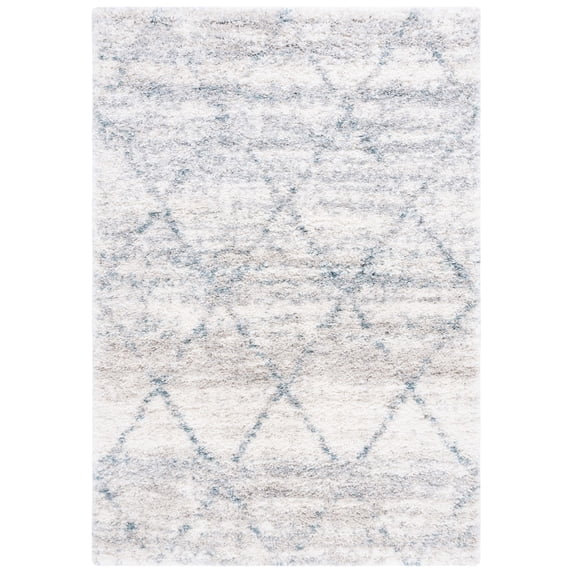 SAFAVIEH Fontana Shag Darina Diamond Plush Area Rug, Turquoise/Ivory, 6'7" x 6'7" Square
