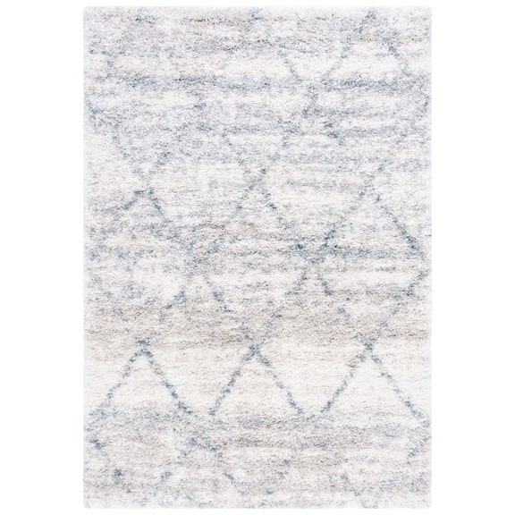 SAFAVIEH Fontana Shag Darina Diamond Plush Area Rug, Turquoise/Ivory, 8' x 10'