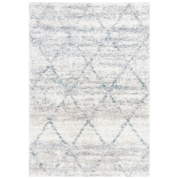 SAFAVIEH Fontana Shag Darina Diamond Plush Area Rug, Turquoise/Ivory, 9' x 12'
