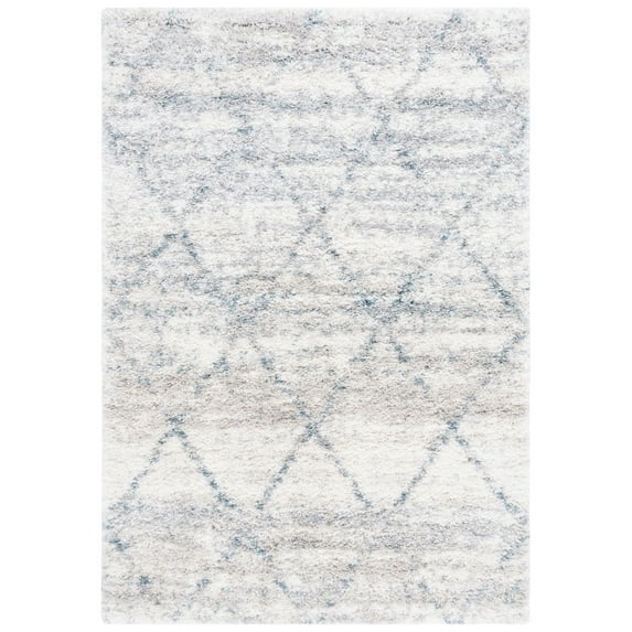SAFAVIEH Fontana Shag Darina Diamond Plush Runner Rug, Turquoise/Ivory, 2'3" x 8'