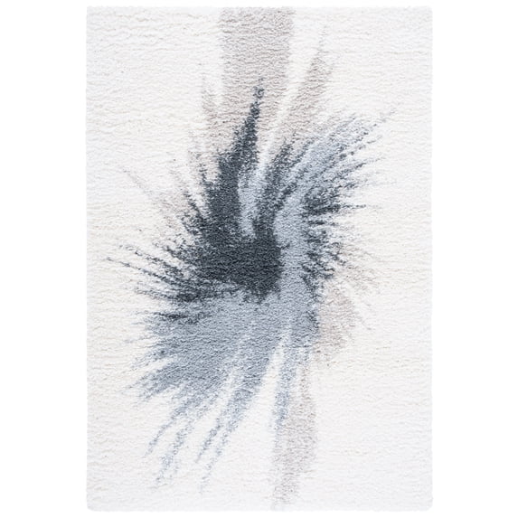 SAFAVIEH Fontana Shag Darrin Abstract Plush Area Rug, Grey/Ivory, 10' x 14'