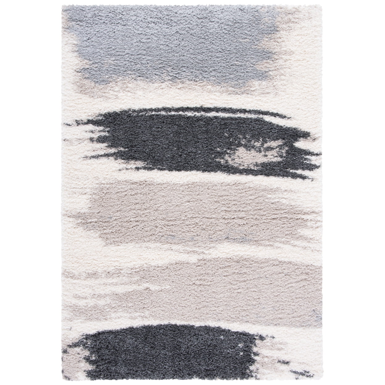 Fontana Ivory and Gray Shag Area Rug 2' x 3'