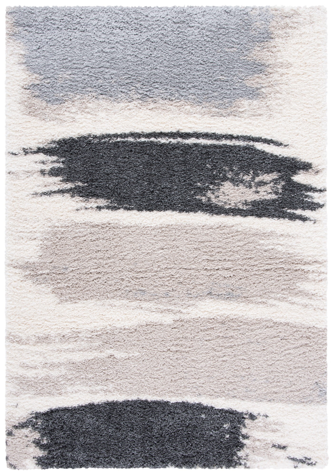 SAFAVIEH Fontana Shag Dashiell Abstract Plush Area Rug, Grey/Ivory, 4