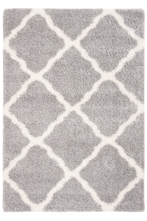 Fontana Venice Geometric Shag Area Rug, Grey/Cream, 2'3" x 4'