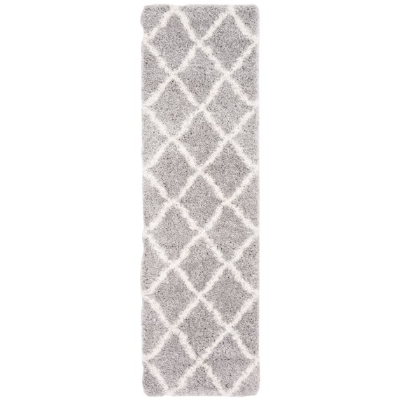 SAFAVIEH Fontana Venice Geometric Shag Runner Rug, Grey/Cream, 2'3" x 10'