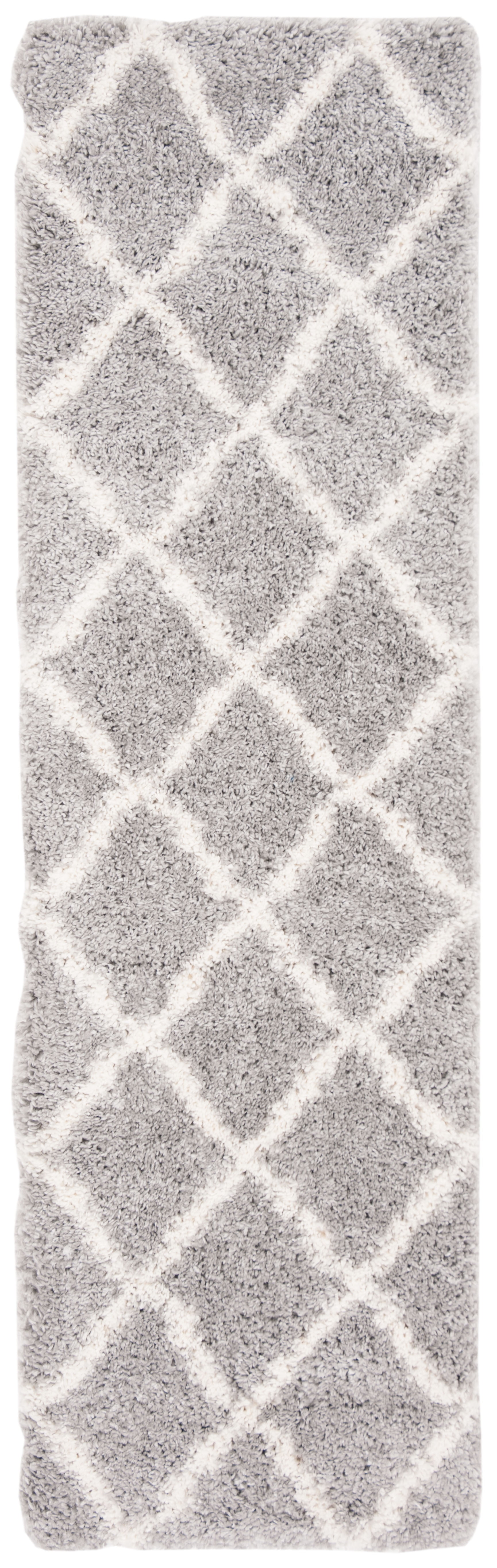 SAFAVIEH Fontana Venice Geometric Shag Runner Rug, Grey/Cream, 2'3" x 12'