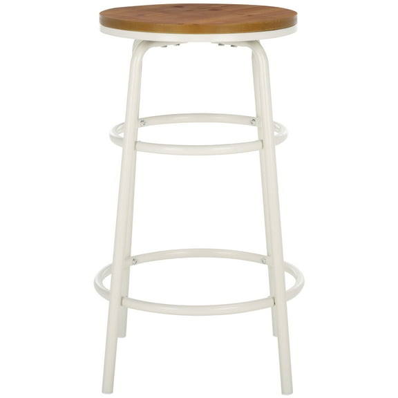SAFAVIEH Ford Classic Counter Stool, Natural Brown/White (15.3 in. W x 15.3 in. D x 24 in. H)