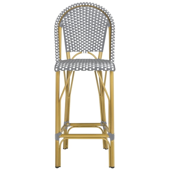 SAFAVIEH Ford Outdoor Stacking French Bistro Bar Stool, Grey/White