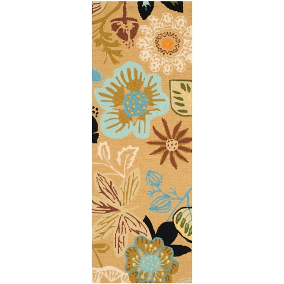 SAFAVIEH Four Seasons Abram Floral Runner Rug, Taupe/Multi, 2'3" x 6'