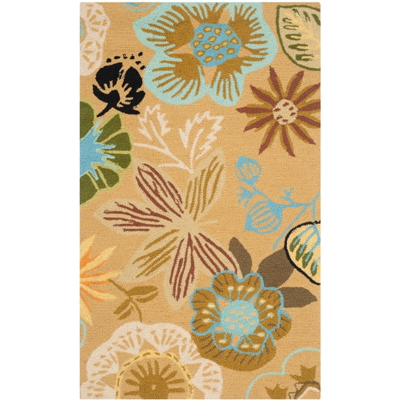 SAFAVIEH Four Seasons Abram Novelty Flowers Area Rug, Taupe/Multi, 2'3" x 3'9"