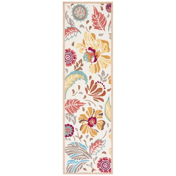 SAFAVIEH Four Seasons Blair Floral Runner Rug, Ivory/Grey, 2'3" x 6'