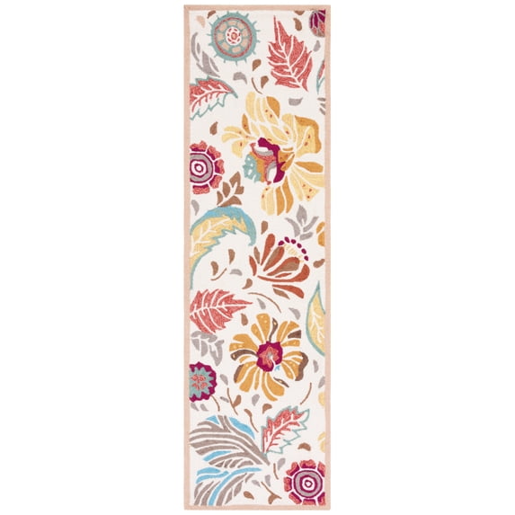 SAFAVIEH Four Seasons Blair Floral Runner Rug, Ivory/Grey, 2'3" x 6'
