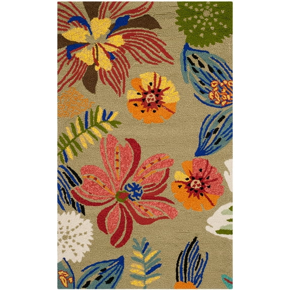 SAFAVIEH Four Seasons Caelan Novelty Flowers Area Rug, Light Olive/Green, 2'4" x 4'