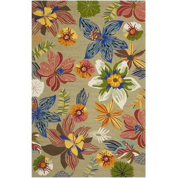 SAFAVIEH Four Seasons Caelan Novelty Flowers Area Rug, Light Olive/Green, 2'6" x 4'
